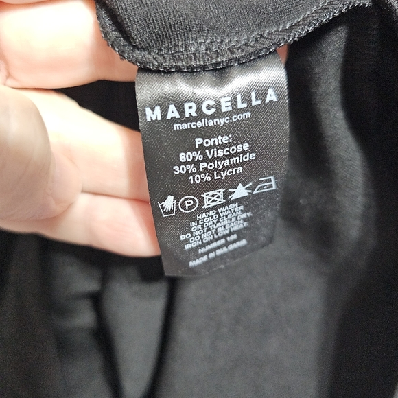 Marcella Women's Black Manhattan One Shoulder Sleeve Midi Dress Side Zip Size M. - Picture 10 of 11